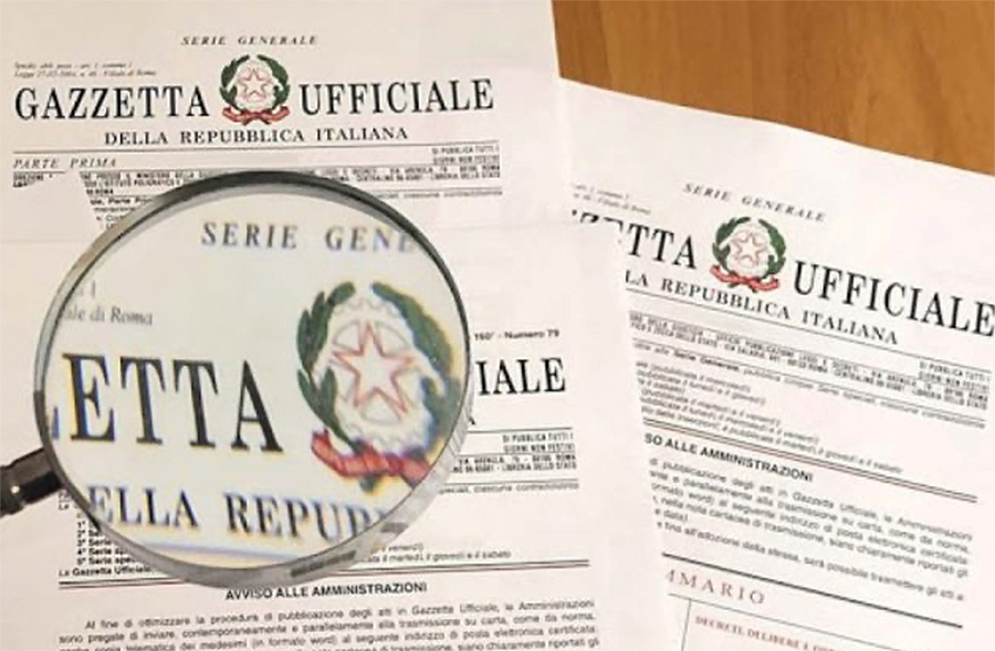 Il decreto nella gazzetta ufficiale